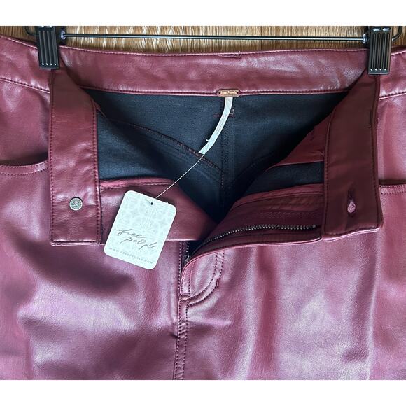 NWT‎ Free People City Slicker Faux Vegan Leather Maxi Skirt in Red Jasper - Picture 7 of 8